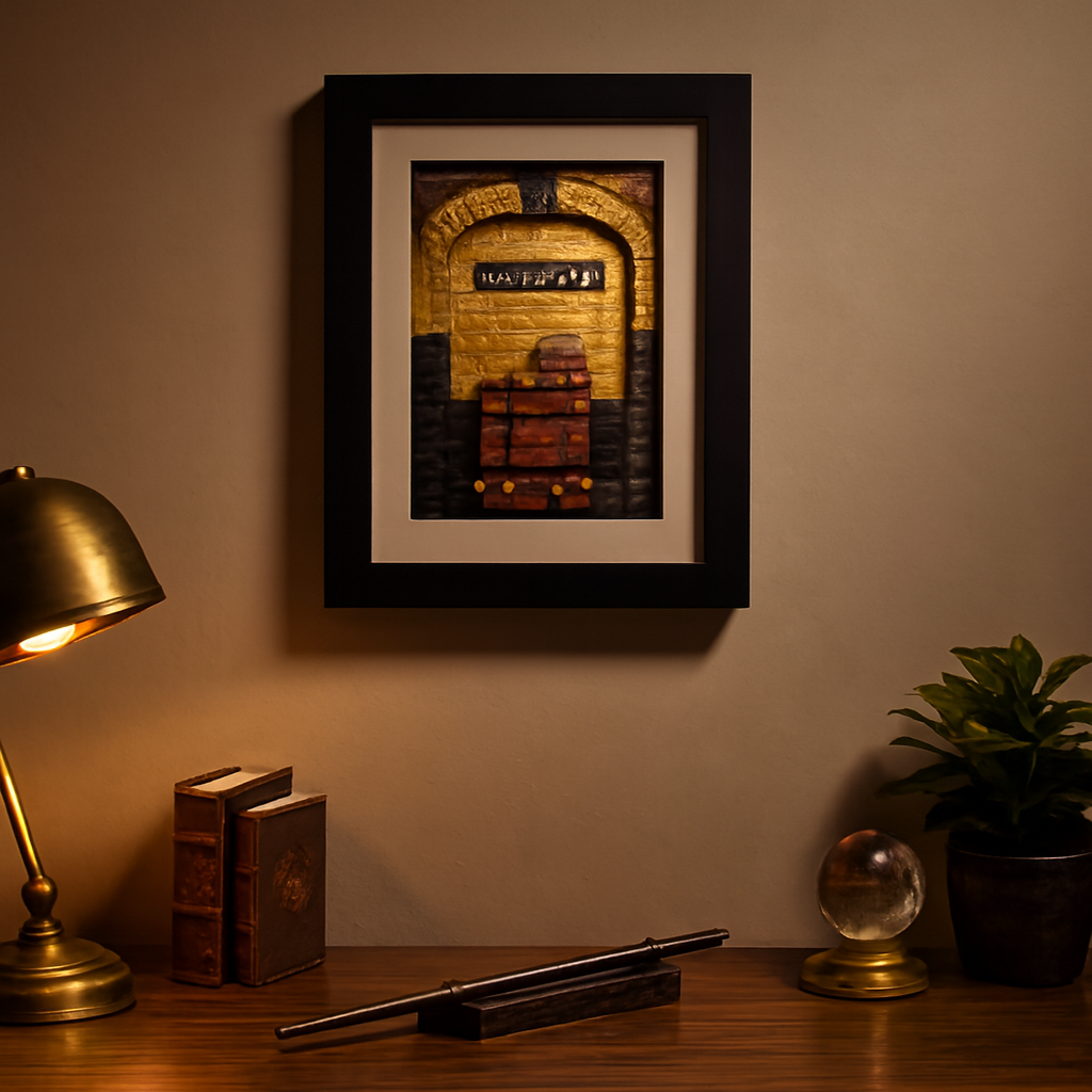 ⚡ Platform 9-3/4: Harry Potter Clay Painting – Handcrafted Magical Wall Décor (Framed)