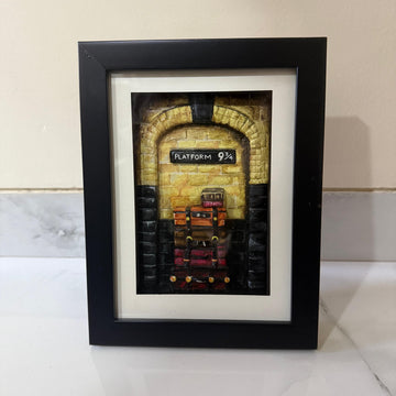 ⚡ Platform 9-3/4: Harry Potter Clay Painting – Handcrafted Magical Wall Décor (Framed)